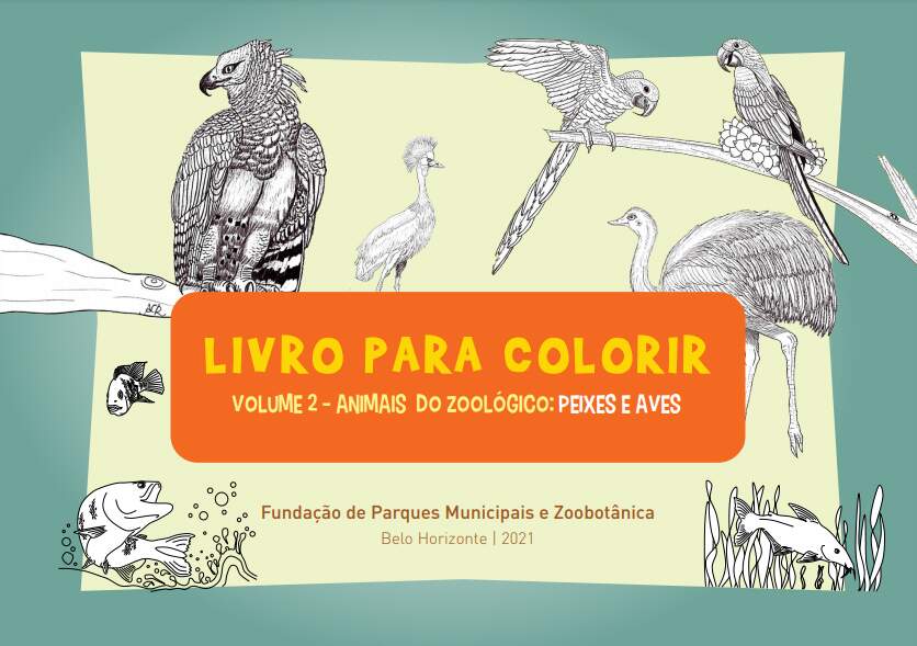 Livro para Colorir volume 2 - animais do Zoológico: peixes e aves 🐟🦜🦅🦉