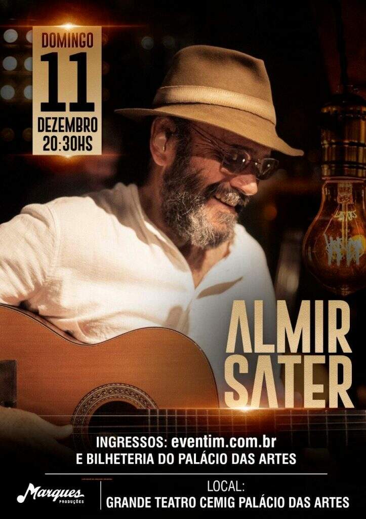 Neste domingo, tem cantoria com Almir Sater no Palácio das Artes