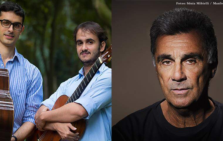 Neste domingo (18): Duo a Zero faz show com o compositor e violonista Guinga no Teatro Francisco Nunes