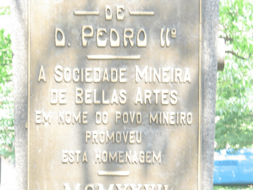 Placa do busto de Dom Pedro II,