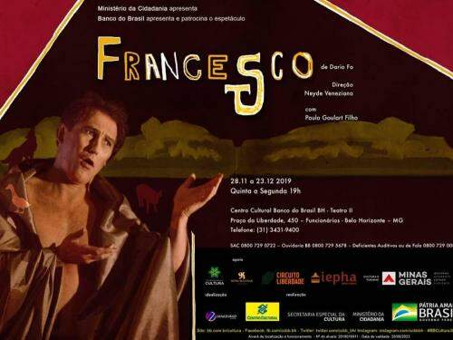 Espetáculo: “Francesco" com Paulo Goulart Filho
