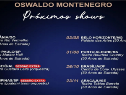 Show: Oswaldo Montenegro “Celebrando 50 Anos de Estrada”