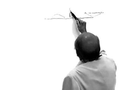 Niemeyer traçando o desenho