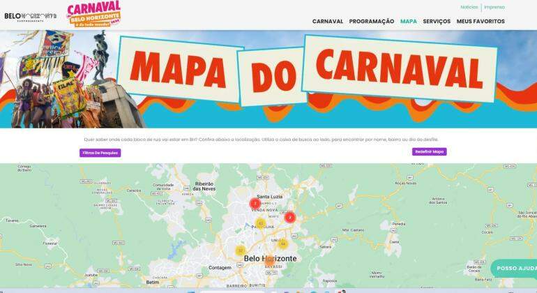 Prefeitura de Belo Horizonte divulga Mapa do Carnaval de Belo Horizonte 2024