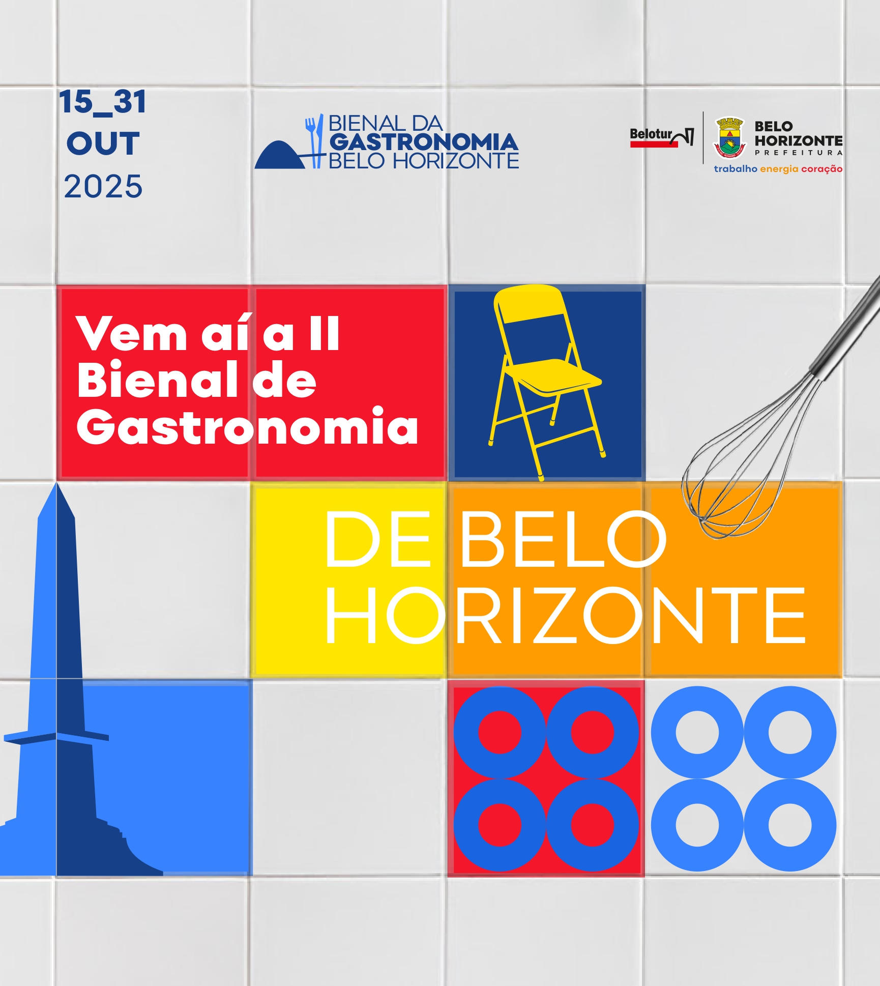 Imagem escrito: Vem aí a 2ª Bienal da Gastronomia de Belo Horizonte, de 15 a 31 de outubro de 2025. Aguarde a programação