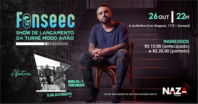Reprodução/NAZA Music Fonseec – Show de lançamento da turnê Modo Avião
