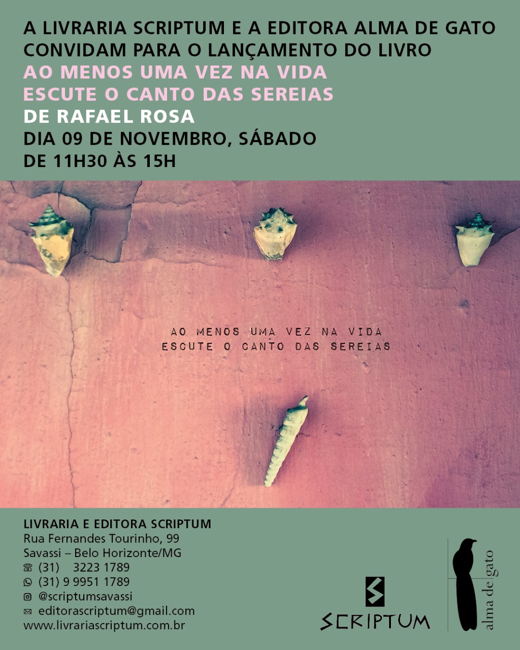 Reprodução/Evento oficial Lançamento do Livro: "Ao menos uma vez na vida escute o canto das sereias"
