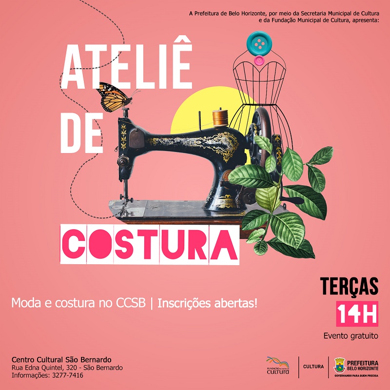 Arte de divulgação do projeto Ateliê de Costura