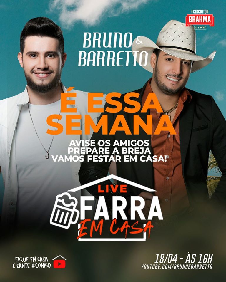 Divulgação/Facebook Bruno e Barretto Live: Farra em Casa - Bruno e Barretto
