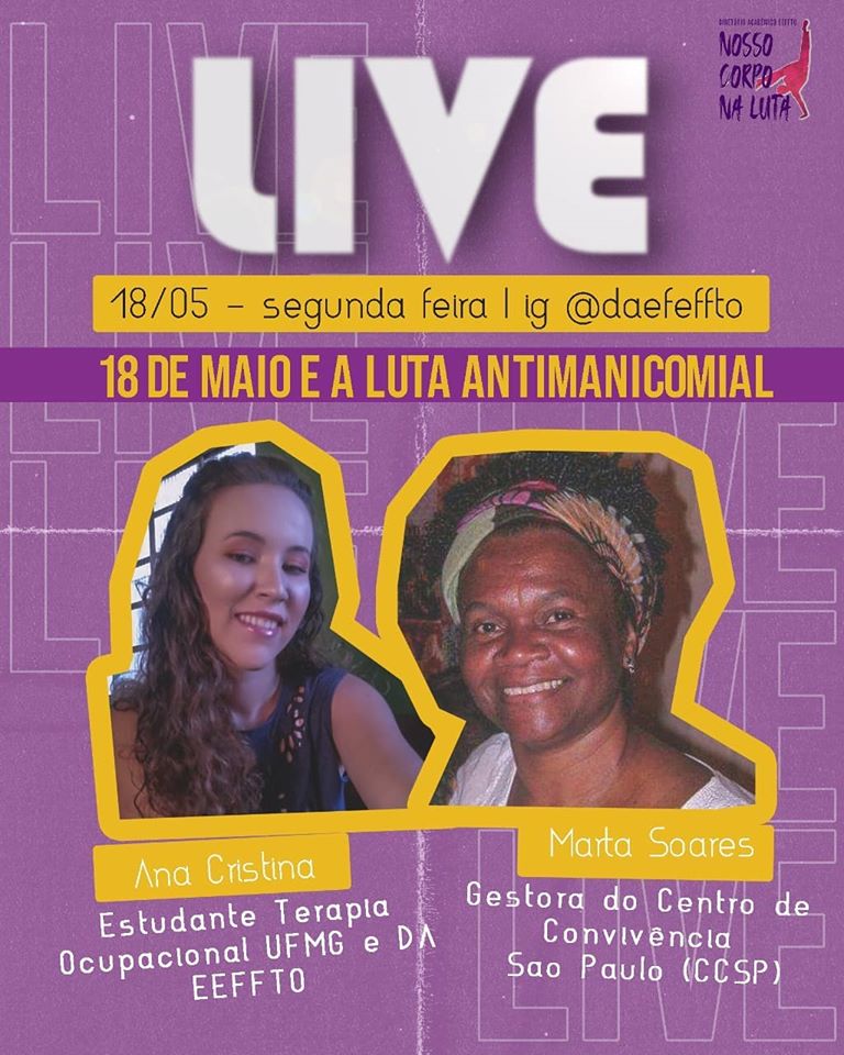 Reprodução/Facebook DA Eeffto Live: 18 de Maio e a Luta Antimanicomial - DA EEFFTO