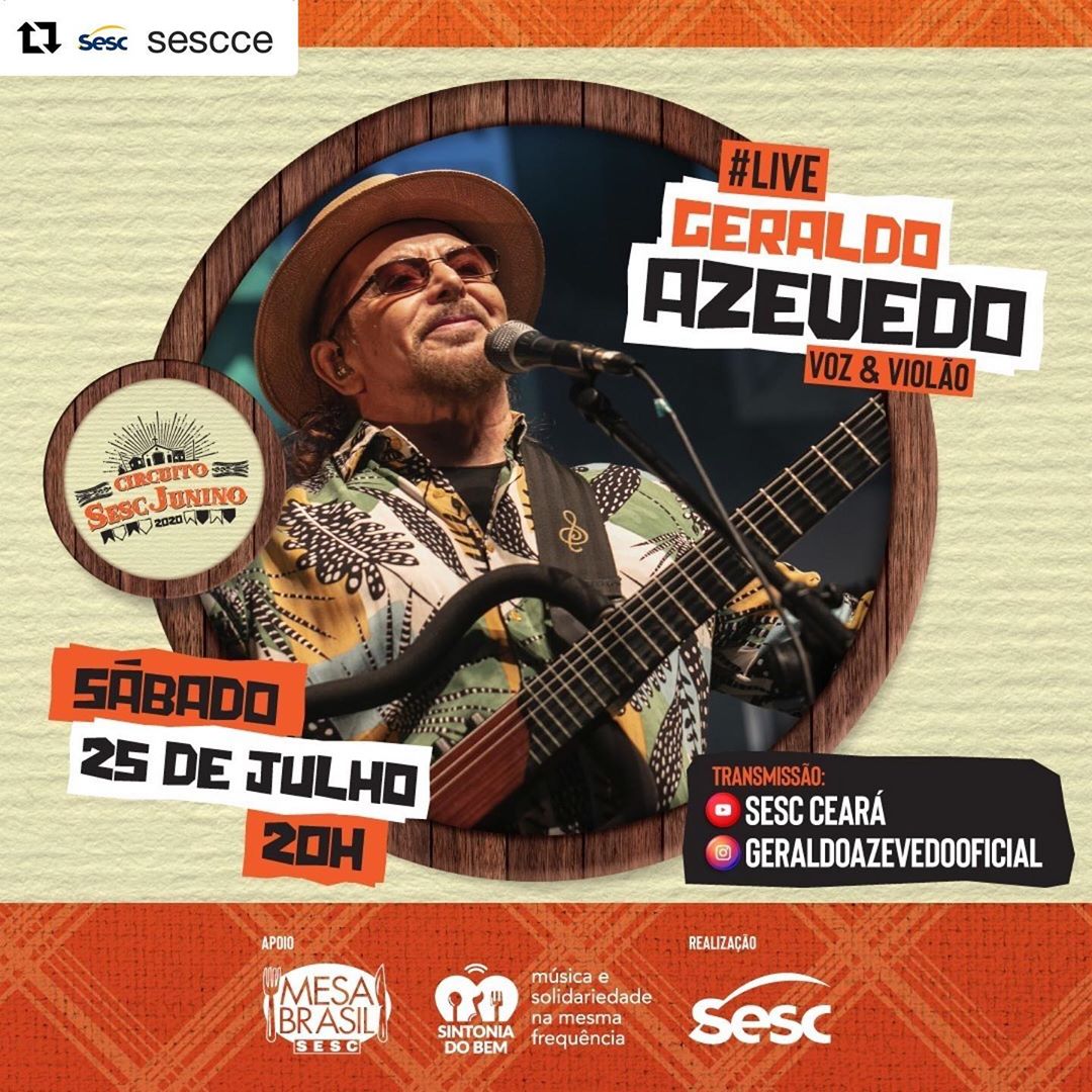 Divulgação/Instagram Geraldo Azevedo Oficial Live: Circuito Sesc Junino - Geraldo Azevedo