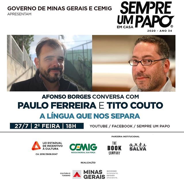 Paulo Ferreira e Tito Couto, da Book Company, de Portugal no #Sempre Um Papo Em Casa