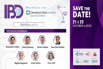 Reprodução: Evento oficial IBD IN BH - A CLEVELAND CLINIC ALUMNI COURSE - ON LINE