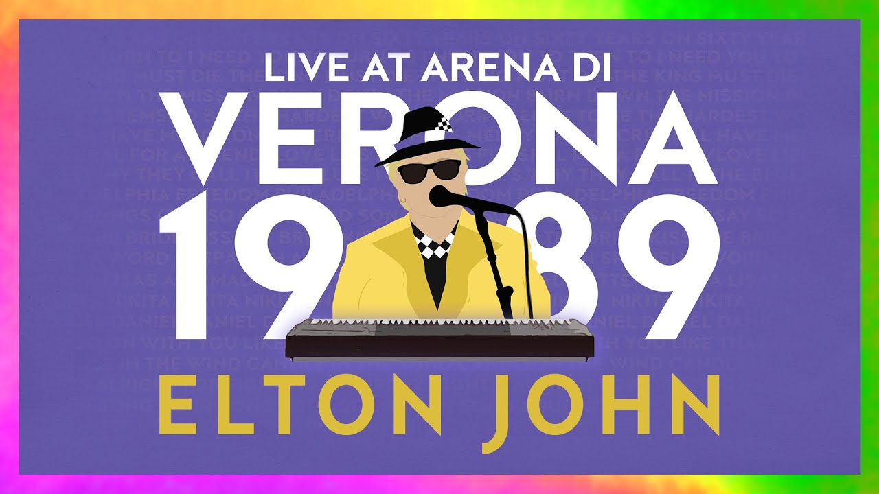 Reprodução/Youtube Live: Elton John no Arena di Verona, Itália 1989