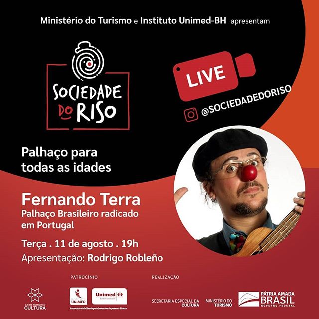Reprodução/Instagram Live: Sociedade do Riso "Palhaço para todas as idades"