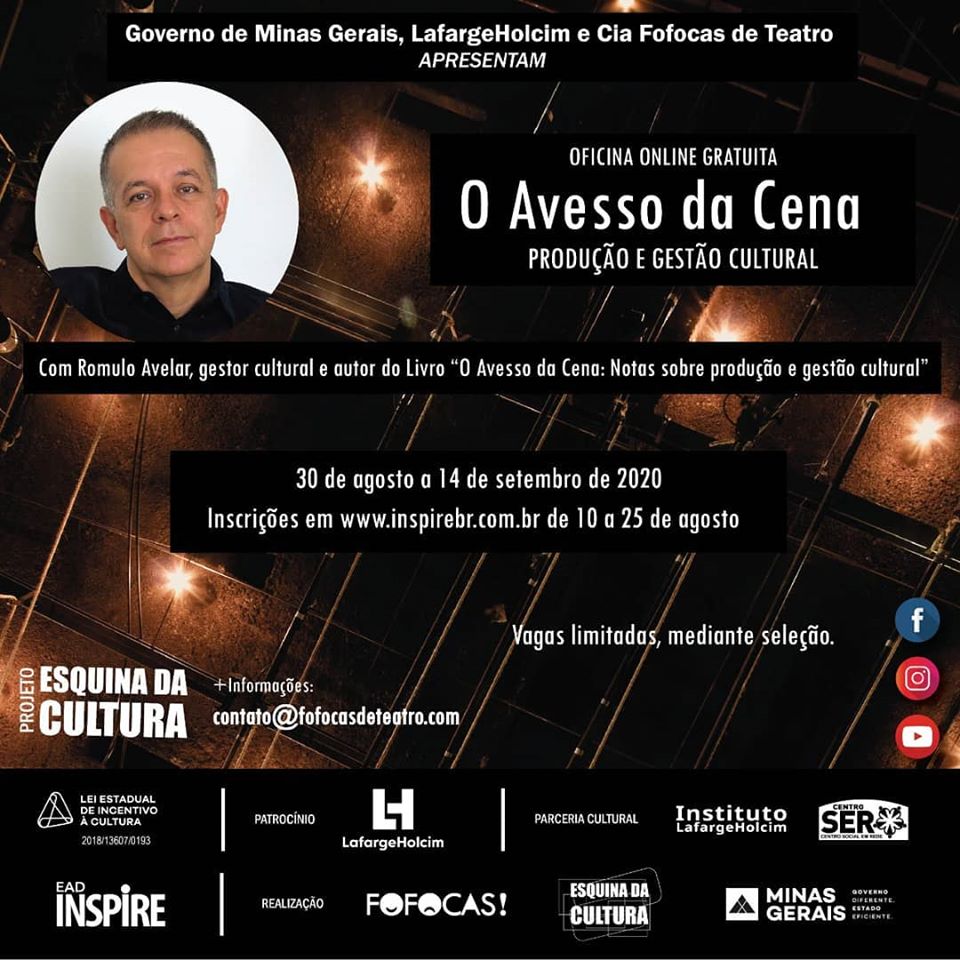 Reprodução/Facebook Inspire Gestão Cultural Oficina Online: O Avesso da Cena - Produção e Gestão Cultural