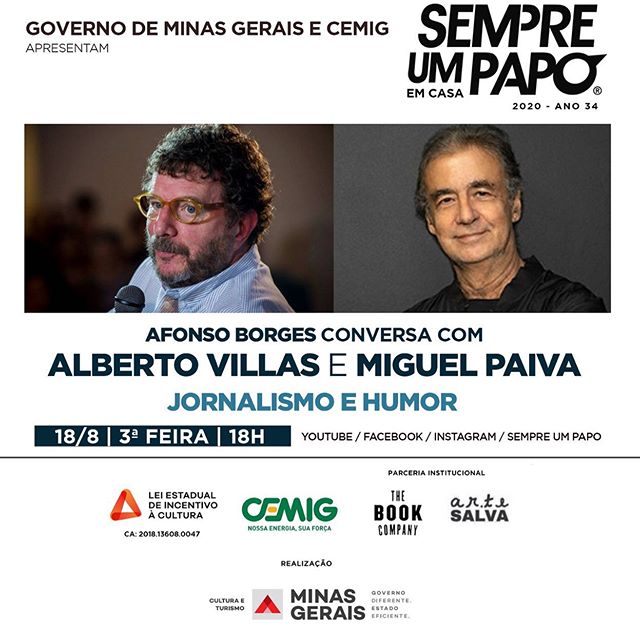 Reprodução/Instagram Alberto Villas e Miguel Paiva no #Sempre Um Papo Em Casa