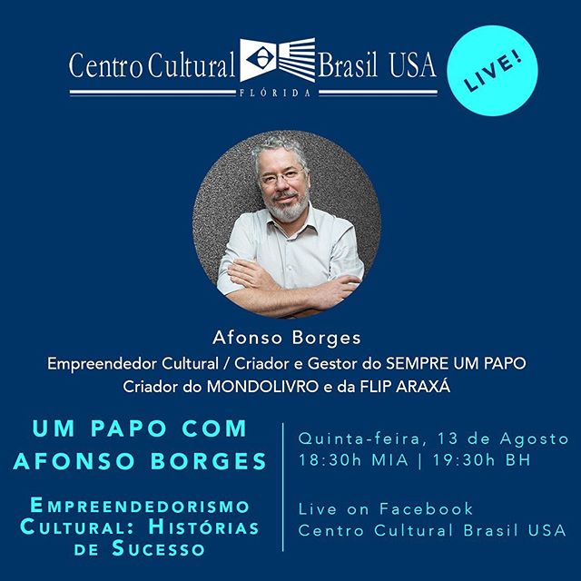 Reprodução/Instagram Centro Cultural Brasil USA "Empreendedorismo Cultural" com Afonso Borges