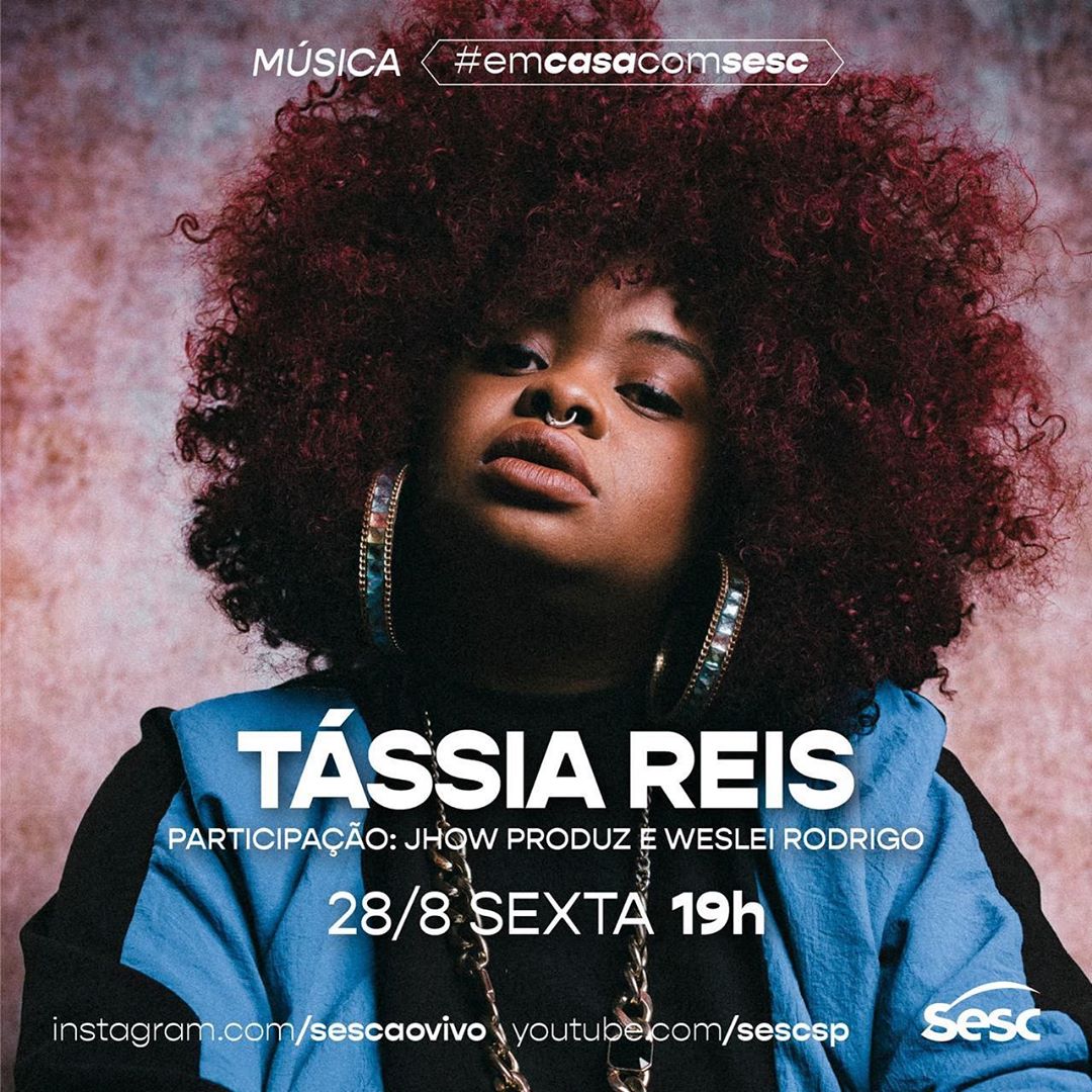 Divulgação/Instagram Sesc Ao Vivo Live: Tássia Reis #EmCasaComSesc