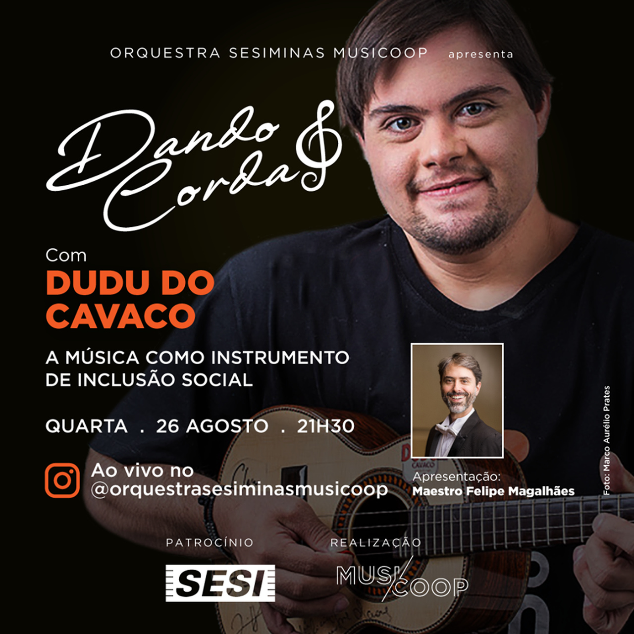Reprodução/Instagram Live: Dando Corda com Dudu do Cavaco - Orquestra Sesiminas Musicoop
