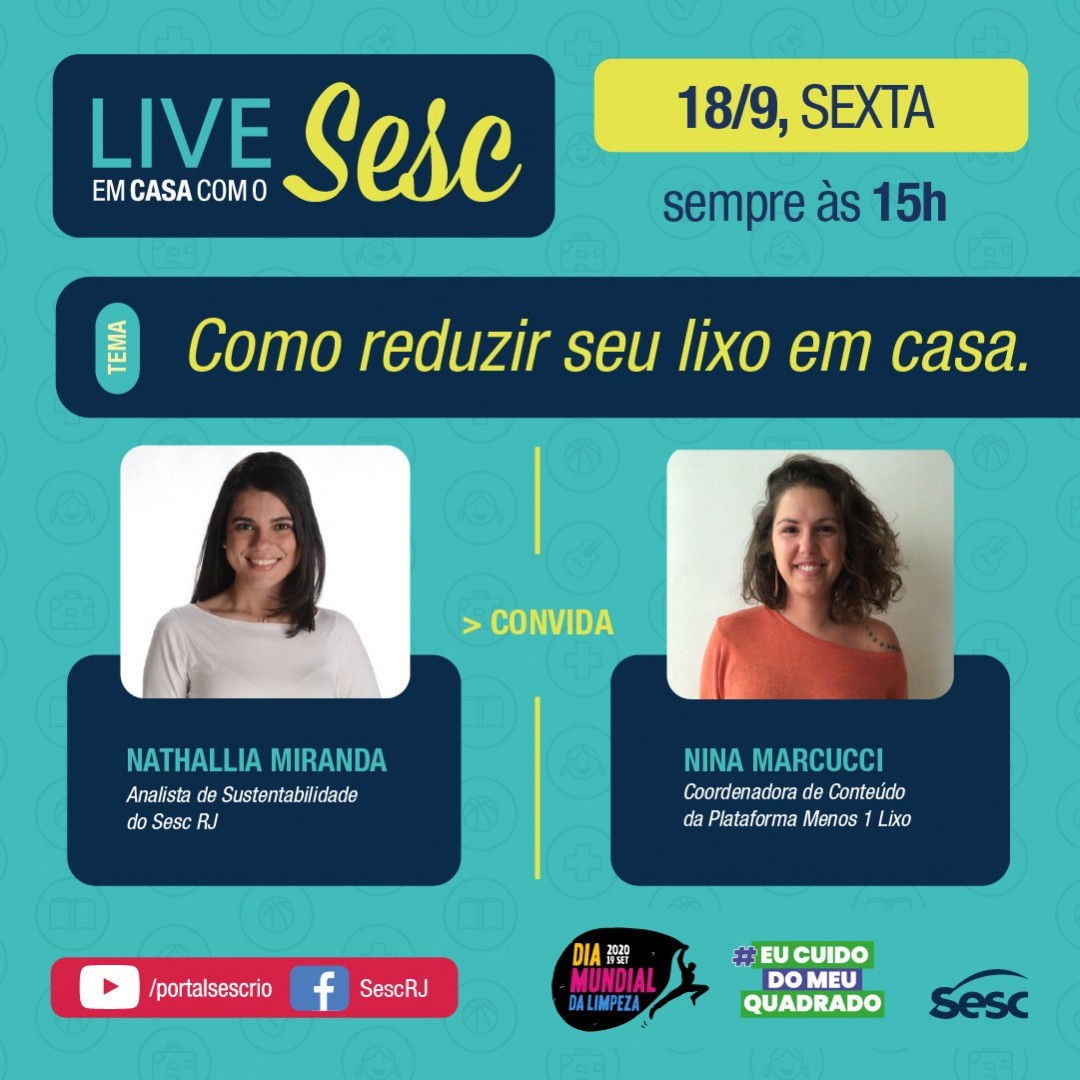Divulgação/Instagram Sesc RJ Live: Como Reduzir Seu Lixo Em Casa #EmCasaComSesc
