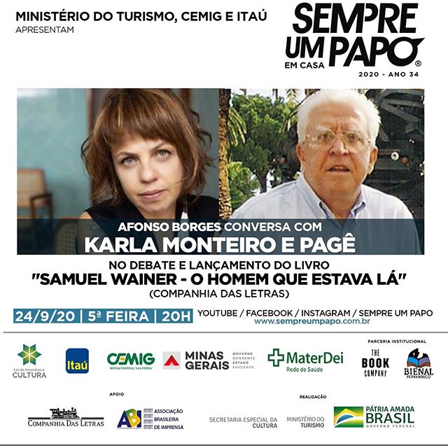 Reprodução/Instagram Karla Monteiro e Pagê no #Sempre Um Papo Em Casa