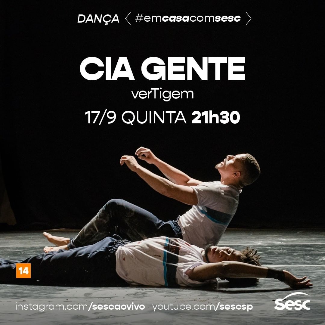 Divulgação/Instagram Sesc Ao Vivo Live: verTigem - Cia Gente #EmCasaComSesc