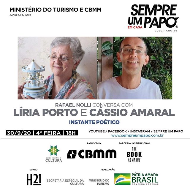 Os poetas Líria Porto e Cássio Amaral no Sempre Um Papo 