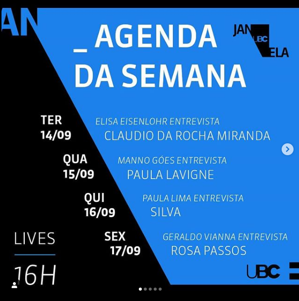Reprodução/Instagram Lives: Janela UBC - Paula Lavigne, Silva e muito mais!