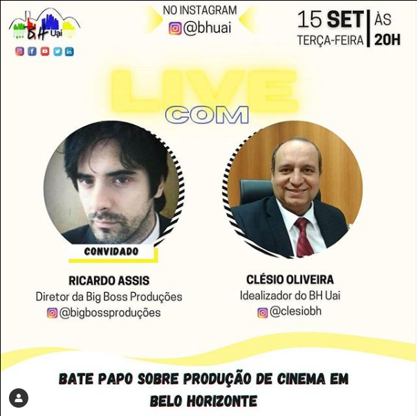 Reprodução/Instagram Live: Bate papo sobre a produção de cinema em Belo Horizonte