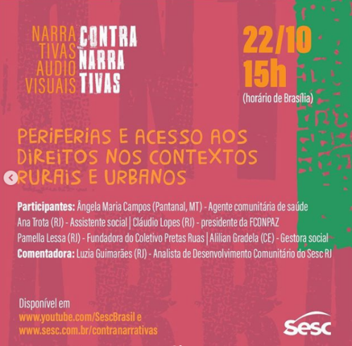 Live: Periferias e Acesso aos Direitos nos Contextos Rurais e Urbanos - Narrativas Audiovisuais - Contranarrativas