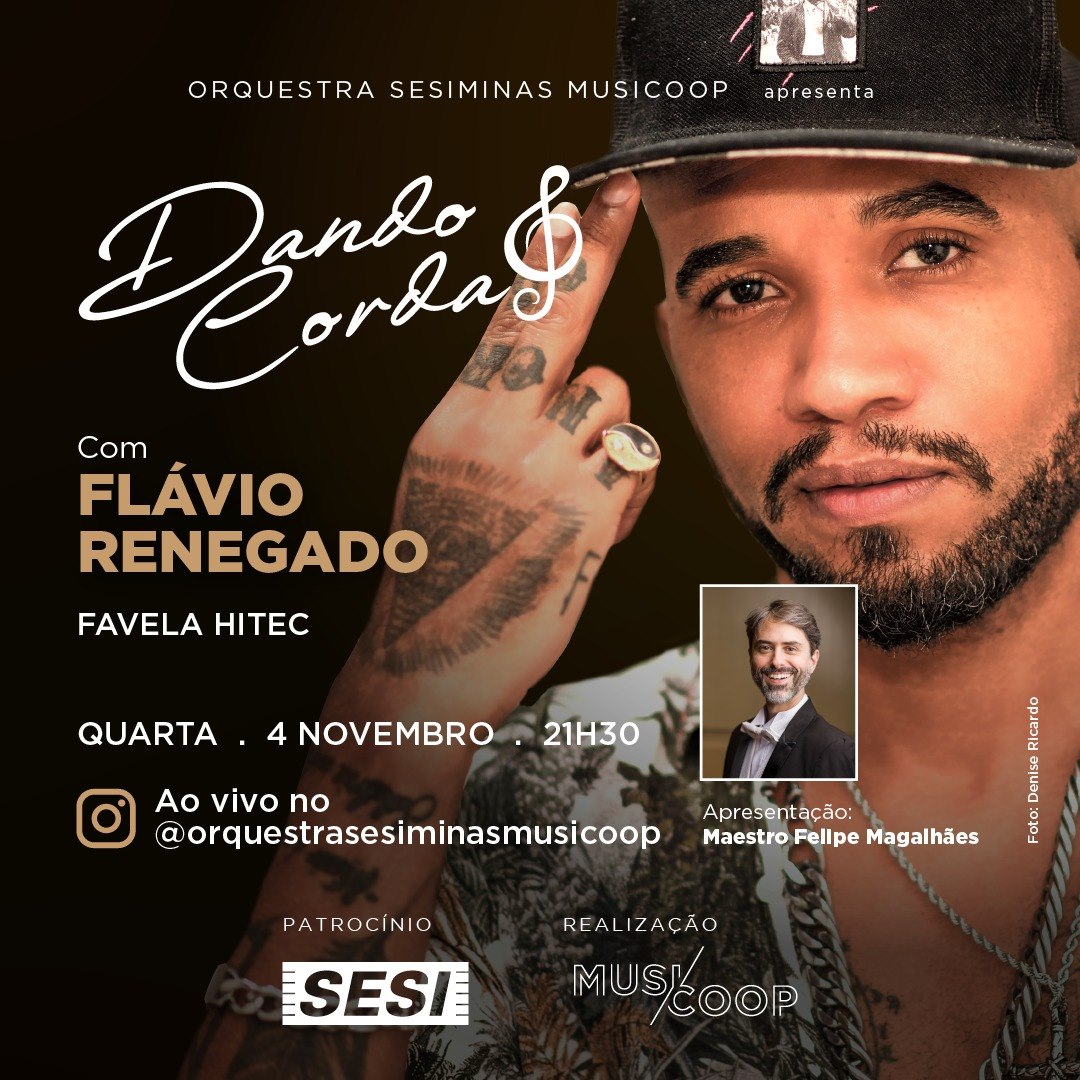 Reprodução/Facebook Live: Dando Corda com Flávio Renegado - Orquestra Sesiminas Musicoop