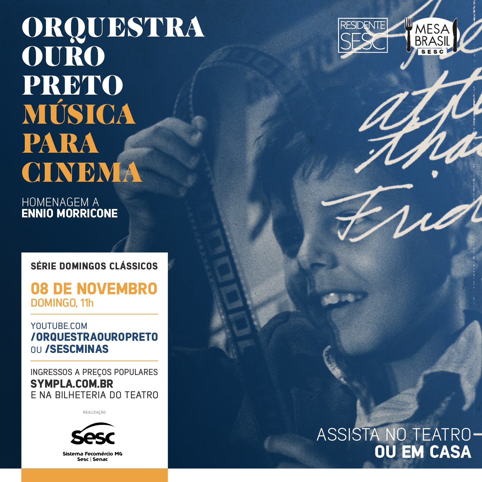 Reprodução/Facebook Série Domingos Clássicos: Música para Cinema - Orquestra Ouro Preto