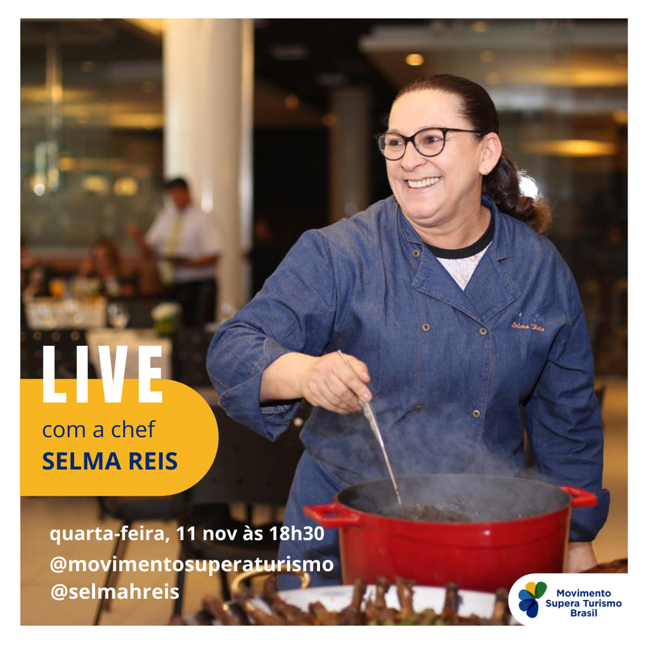 Reprodução/Facebook Live com a chef Selma Reis - Movimento Supera Turismo