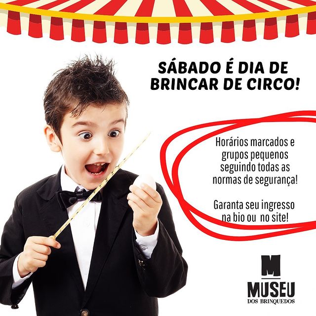 Reprodução/Instagram Sábado é dia de Brincar de Circo - Museu dos Brinquedos