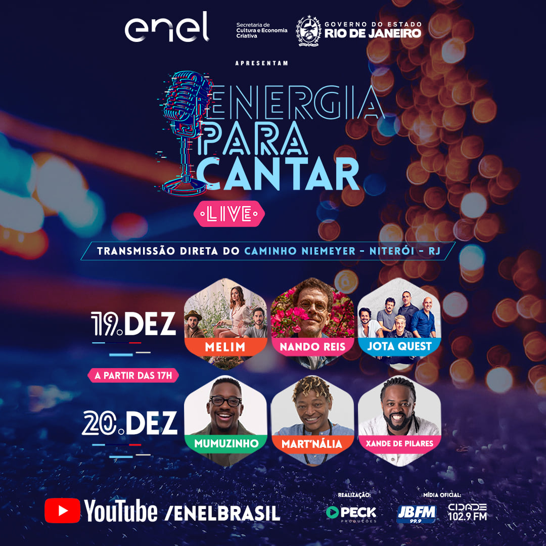 Divulgação/Facebook Live Energia Para Cantar - Melim, Nando Reis e Jota Quest