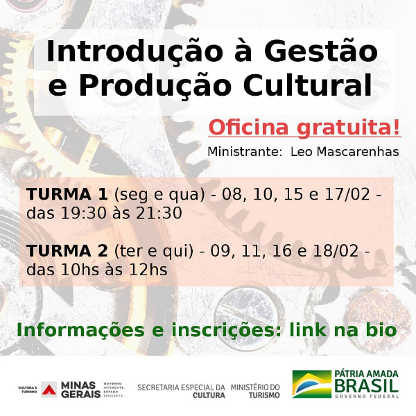 Reprodução/Instagram Oficina "Introdução à Gestão e Produção Cultural"