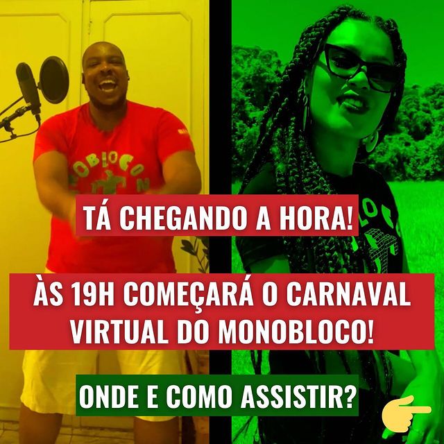 Reprodução/Instagram Monobloco: "Carnaval virtual"