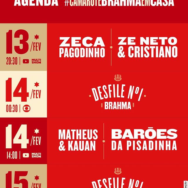 Reprodução/Instagram #Camarote Brahma Em Casa