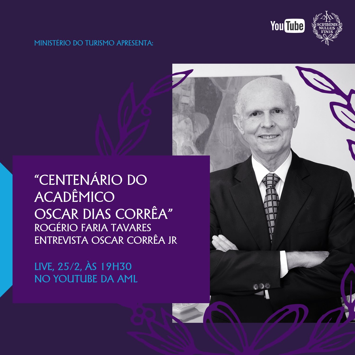 Reprodução/Facebook Live: Centenário do acadêmico Oscar Dias Corrêa: Entrevista com Oscar Corrêa Jr - AML