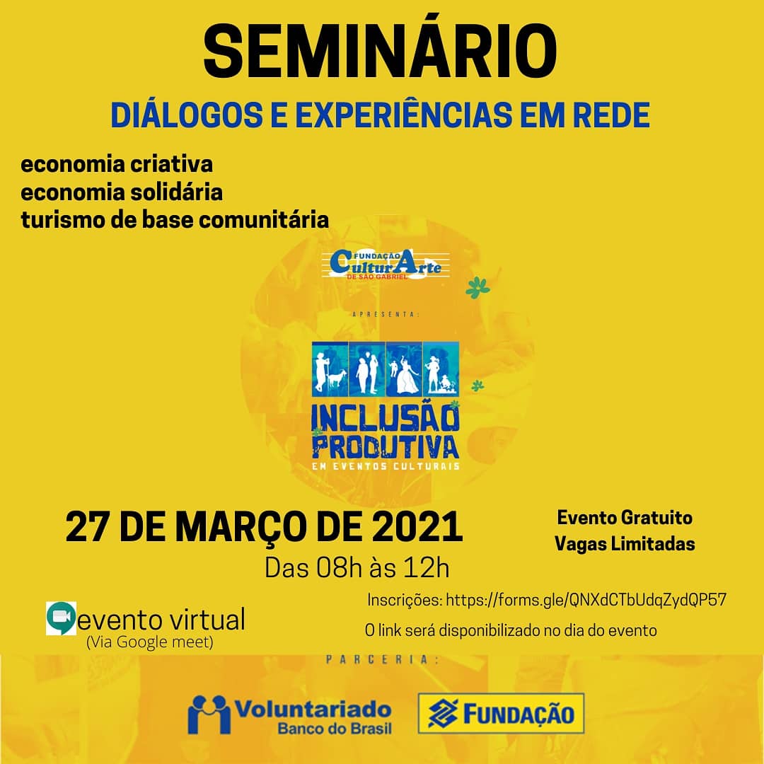Reprodução/Facebook Seminário Diálogos e Experiências em rede: economia criativa, economia solidária, turismo de base comunitária