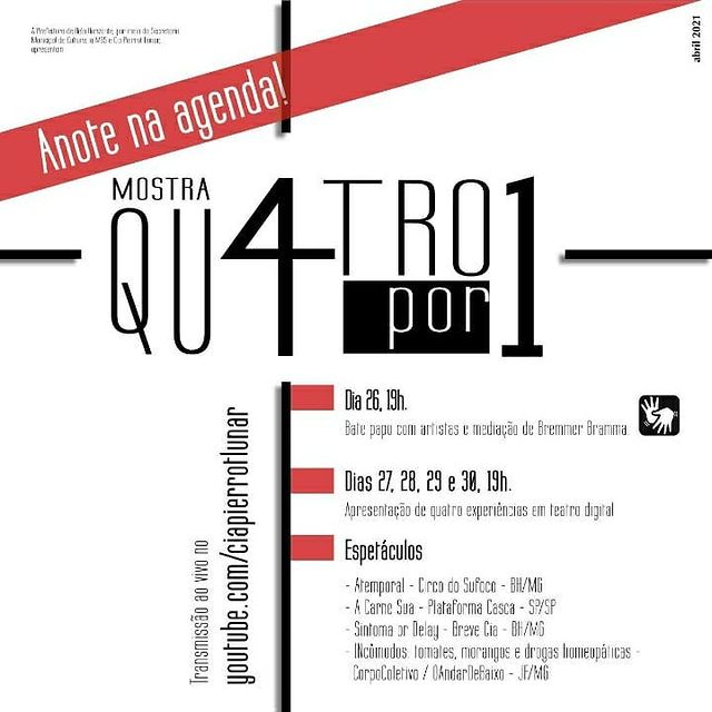"MOSTRA 4 POR 1" - Espaço Aberto Pierrot Lunar