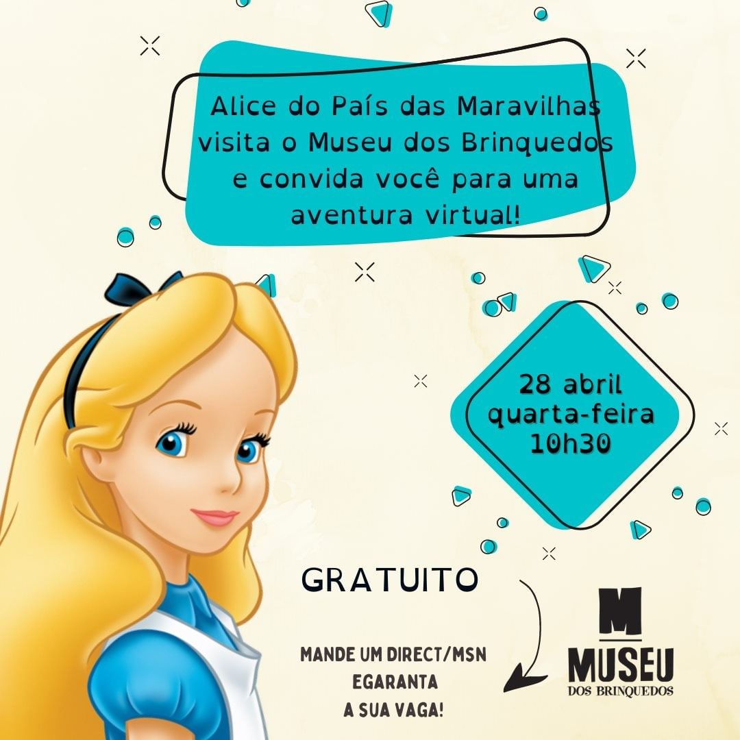 Alice do País das Maravilhas visita o Museu dos Brinquedos