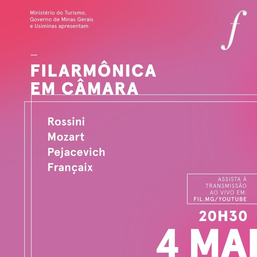 Divulgação/Instagram Filarmônica em Câmara - Orquestra Filarmônica de Minas Geras