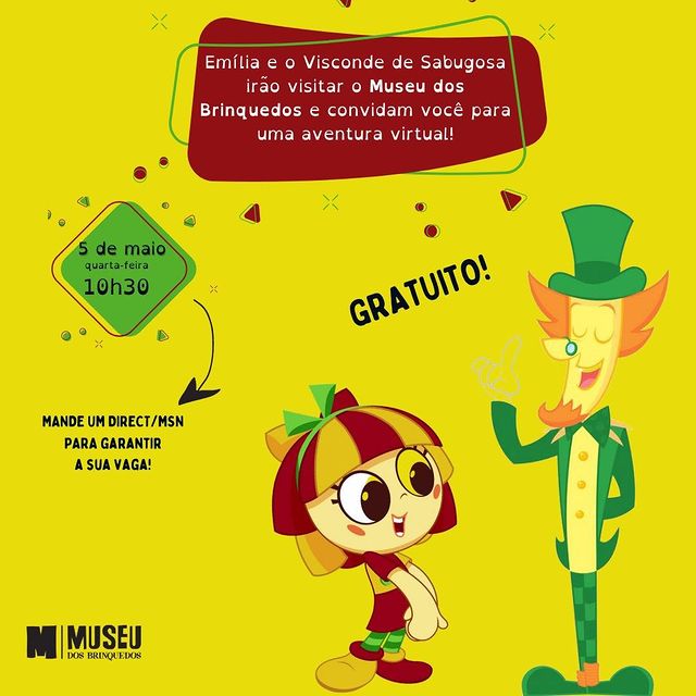 Emília e Visconde de Sabugosa no Museu dos Brinquedos