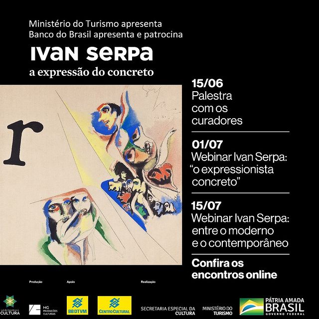 Reprodução: Instagram "Ivan Serpa: o artista e seu tempo" - Palestra: com os curadores Hélio Márcio Dias Ferreira e Marcus de Lontra Costa