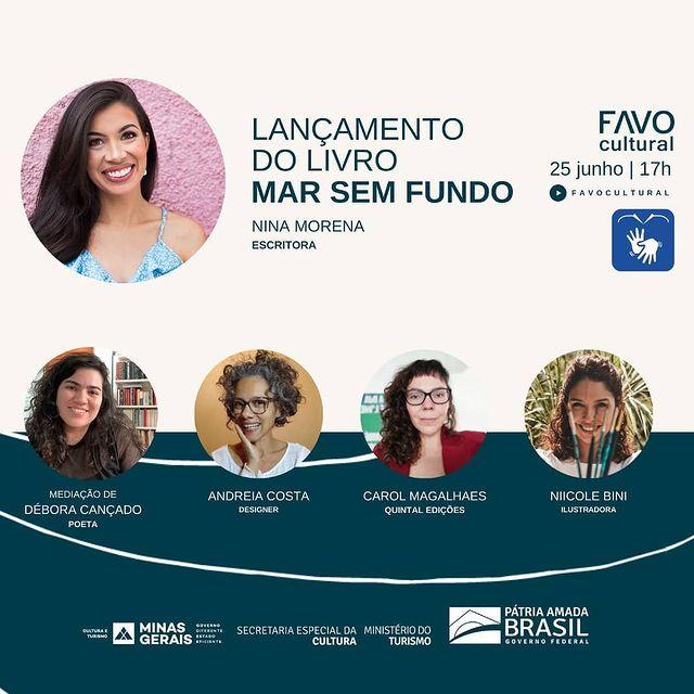 Reprodução: Instagram Live Lançamento do livro "Mar Sem Fundo" - Favo Cultural