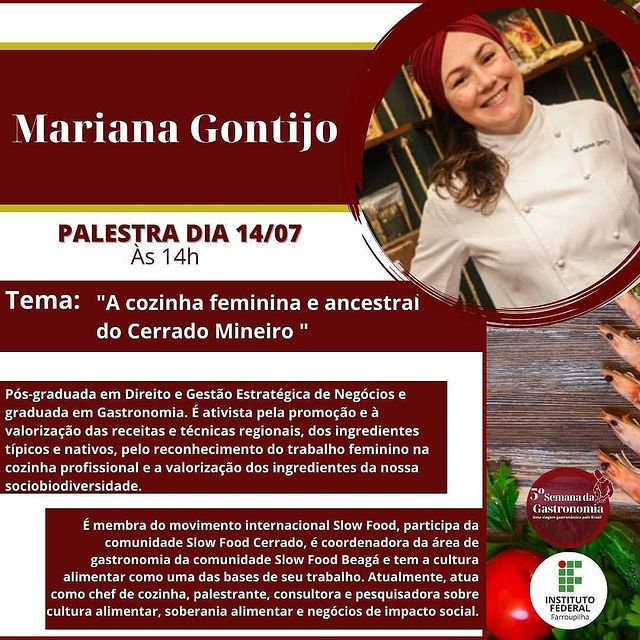 Palestra: “A cozinha feminina e ancestral do Cerrado Mineiro” - Mariana Gontijo