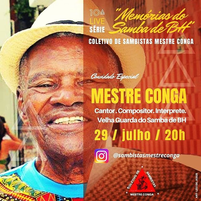 Reprodução: Instagram Live Série "Memórias do Samba de BH" com Mestre Conga