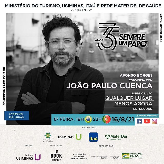 Reprodução: Instagram Sempre Um Papo recebe João Paulo Cuenca